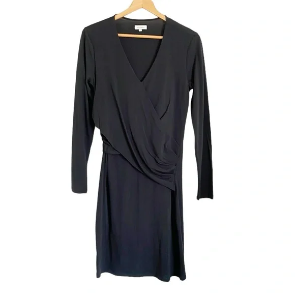 Sundance Dresses Sundance Long Sleeve Faux Wrap Dark Gray - Main Image